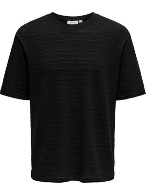 Only & Sons Onsgıvo Reg 12 Ss Crew Knıt Noos Erkek Siyah T-Shirt - 22031761