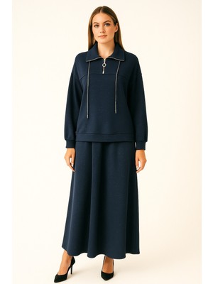 Doque 56097 Önden Yarım Fermuarlı Sim Iplikli Etekli Takım #10-25#