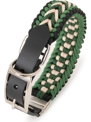 Bakani Leather El Örgüsü Paracord & Deri Köpek Tasması – Dayanıklı Ayarlanabilir, Metal Tokalı, Orta ve Büyük Irk