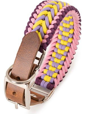 Bakani Leather El Örgüsü Paracord & Deri Köpek Tasması – Dayanıklı Ayarlanabilir, Metal Tokalı, Orta ve Büyük Irk