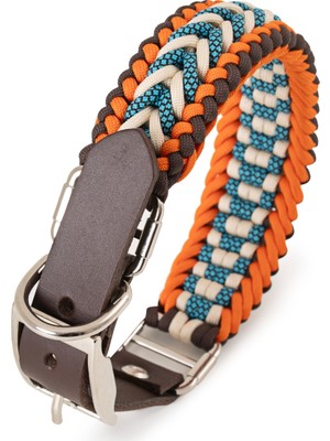 Bakani Leather El Örgüsü Paracord & Deri Köpek Tasması – Dayanıklı Ayarlanabilir, Metal Tokalı, Orta ve Büyük Irk