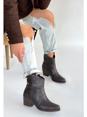 isiltikidsmoda Akver Acı Kahve Cilt Topuklu Bot