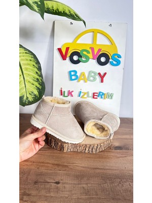 VOSVOSBABY Bej Mini Süet Bot Unisex