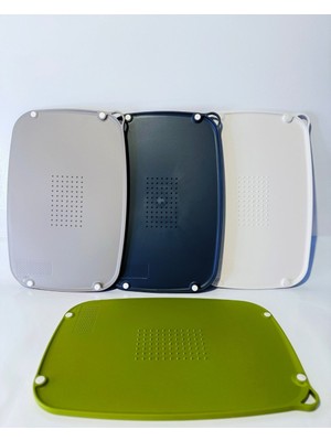 Buffer Kaymaz Ayaklı Çift Taraflı Renkli Plastik Kesme ve Doğrama Tahtası - Kaydırmaz Taban, Sarımsak Ezme Alanlı