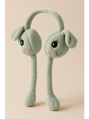 Kurbağa Desenli Çocuk Peluş Kulaklık Yeşil