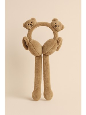 Ayıcık Aksesuarlı Çocuk Peluş Kulaklık Kahverengi