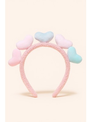 Çocuk  Küçük Kalp Aksesuarlı Taç Pembe