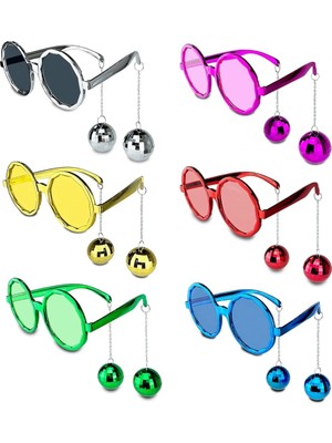 Fırsatkolik Sallanan Disko Top Küpeli Gözlük Retro Hawaii 5 Renk 6 Adet