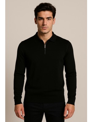 Ncs Jeans Erkek Triko Polo Yaka Siyah