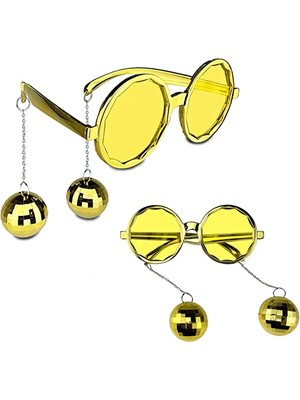 Fırsatkolik Disko Toplu Küpeli Parti Gözlüğü Altın Renk