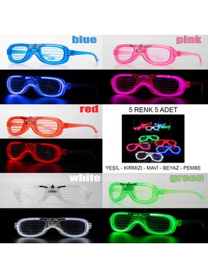 Fırsatkolik Glow Model LED Işıklı Parti Gözlüğü 3 Modlu 5 Renk 5 Adet