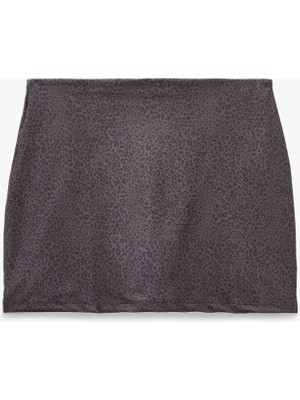 Koton Yüksek Bel Slim Fit Leopar Desenli Spor Mini Şort Etek