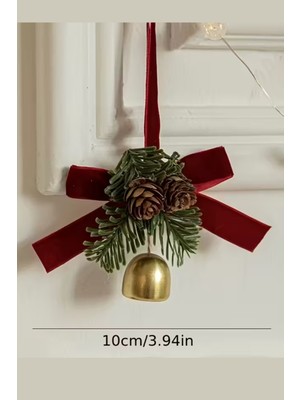 Trade Bazaar Şık Plastik Noel Ağacı Süsü | Kırmızı & Beyaz Çıngıraklı Dekor | Çam Kozalak Şeklinde Üst & Fiyonk Aksanlı Asma Süs | Yılbaşı, Noel ve Yeni Yıl Ağaç Süslemeleri