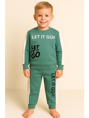 Rapapa Günlük Şıklık! Let It Go Yazılı 3 Iplik Erkek Çocuk Takım 10733 Yeşil