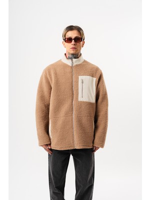 Respire Erkek Zip Oversize Teddy Ceket Kahve