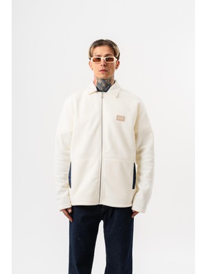 Respire Erkek Zip Oversize Polar Ceket Ekru
