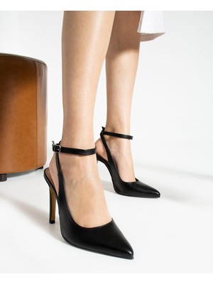 La Limar Golden Heel 10.5 cm Siyah Bilekten Bağlamalı Stiletto Topuklu Ayakkabı 2191