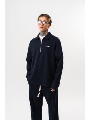 Respire Erkek Yarım Fermuarlı Modal Sweatshirt Lacivert
