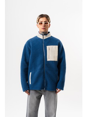 Respire Erkek Zip Oversize Teddy Ceket Lacivert