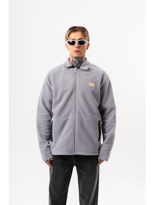 Respire Erkek Zip Oversize Polar Ceket Gri