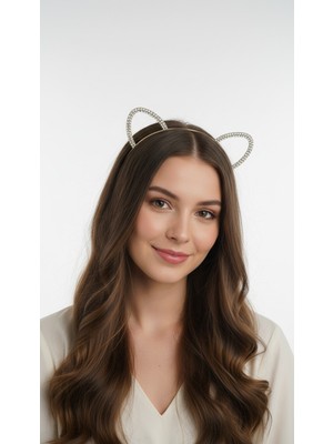 Gigi Giyim Mini Taş Detaylı Kedi Kulaklı Taç
