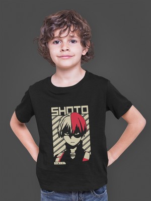 Bumeta Anime Stil Shoto Todoroki Baskılı Çocuk Tişört T-Shirt