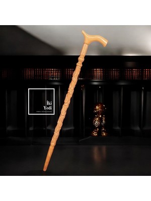 İki Yedi Konsept Olivier Serisi El Oyması Masif Ceviz Ahşap Baston – Antika El Işçiliği Baston Modeli 92-95 cm 77-3