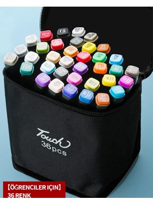 Touch 36 Renk Marker Kalem Seti – Çift Uçlu Alkol Bazlı Eskiz Çizim Boya Kalemleri + Taşıma Çantası