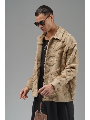 Akçaylar Oversize Önü Çıtçıt Kapamalı Astarsız ve Cepsiz Peluş Ceket