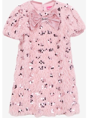 Barbie Pullu Pembe Kız Çocuk Abiye Elbise BRB5WG-ELB6669