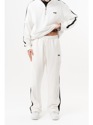 Respire Erkek Pis Dikiş Detaylı Diagonel Baggy Eşofman Altı Ekru