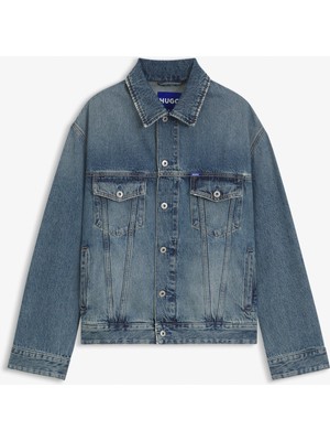 Hugo Loose Fit Stonewashed Erkek Mavi Denim CEKET.435