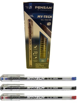 Kitabevimden Pensan Tükenmez Kalem (25 Li ) My-Tech 1.0 mm Iğne Uç Siyah 2250