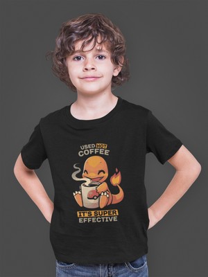 Bumeta Pokemon Charizard Çalizart Used Hot Coffee Çocuk Tişört T-Shirt