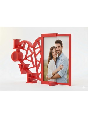 Hivhestin Kalpli Love Fotoğraf Çerçevesi - 3D Baskı (13X10 Cm)