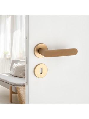 System Solo-T Rozetli Kapı Kolu Şampanya Saten Renk Oda Rozetli