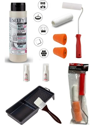 Selfy Decor Islak Zemin Boyası Grej 500 ml Tezgah,fayans,granit,mermer,seramik Boyama Seti