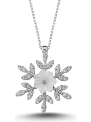 Eyelashes Silver 925 Ayar Gümüş Taşlı Kartanesi Ortası Çiçek Taş Tasarımlı Kolye