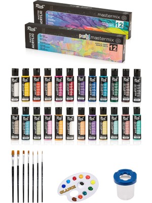 Rich Master Mix 60 cc Akrilik 12 Li (Canlı Renkler) (Pastel Renkler) Başlangıç Seti