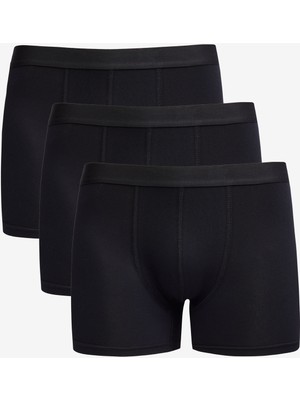 Altınyıldız Classics 3'lü Siyah Boxer Paketi Erkekler İçin Esnek Pamuklu Düz Model