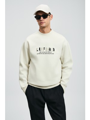 Lufian Oracle Erkek Sweatshirt Kırık Beyaz