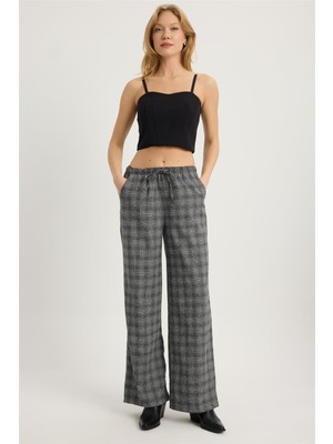 Home Store Ekose Bel Lastikli Pantolon