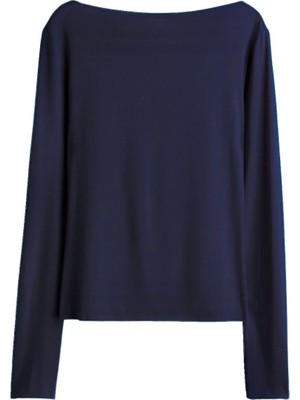 Aquella Lacivert  Hafif Transparan Pamuk Viskon Bluz