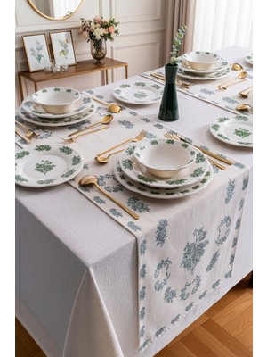 Rubi Porselen Vintage Flowers Green 48 Parça 12 Kişilik Porselen Yemek Takımı