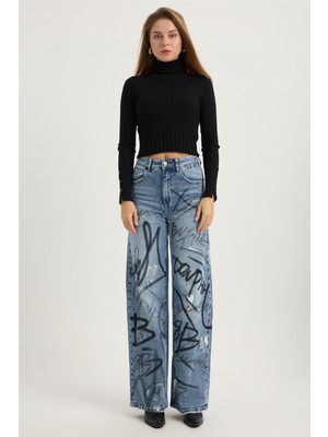 Home Store Sprey Yazılı Jean Pantolon