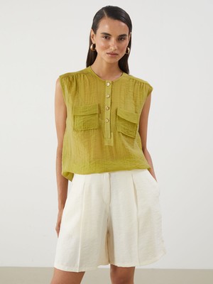 Lc Waikiki Yeni Sezon Bisiklet Yaka Büzgülü Bluz