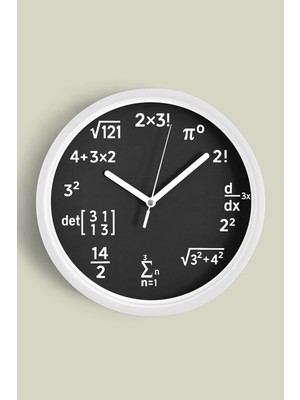 Matematik Dehası Tasarım Modern Duvar Saati - 30CM - Önü Camlı Beyaz Kasa - Sessiz Mekanizma