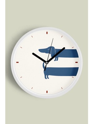 Köpek Tasarım Modern Duvar Saati - 30CM - Önü Camlı Beyaz Kasa - Sessiz Mekanizma