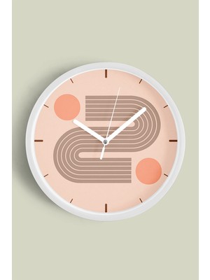 Soyut - Bohem - Geometrik Temalı Modern Duvar Saati - 30CM - Önü Camlı Beyaz Kasa - Sessiz Mekanizma