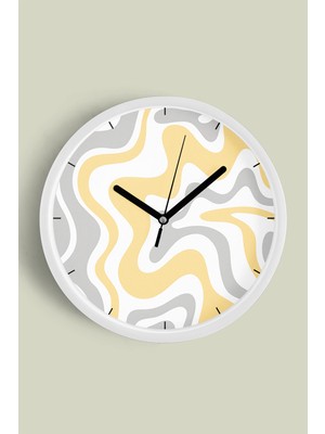 JHAAR Soyut - Bohem - Geometrik Temalı Modern Duvar Saati - 30cm - Önü Camlı Beyaz Kasa